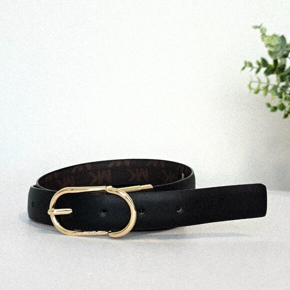 NWT MICHAEL Michael Kors Reversible Leather Belt Size S Black Brown - Picture 1 of 6